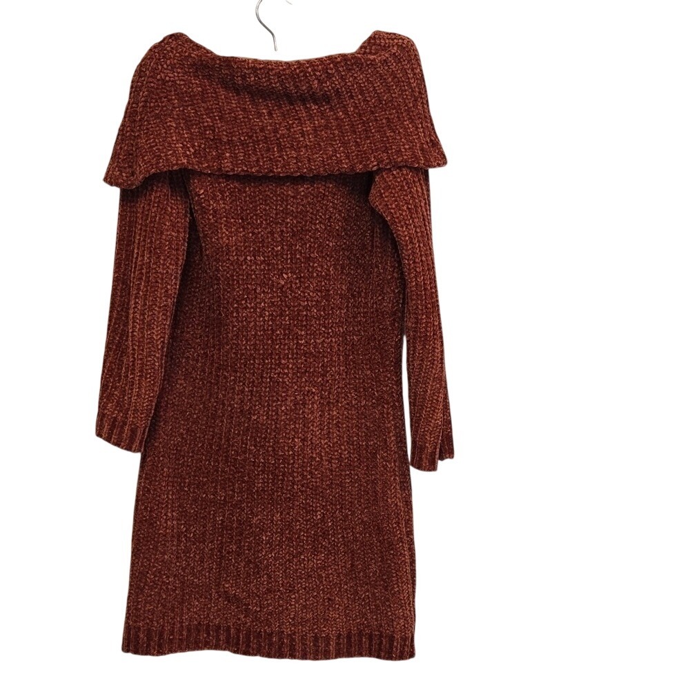Charlotte Russe Off The Shoulder‎ Chenille Sweater Dress Rust Orange S - Picture 2 of 7
